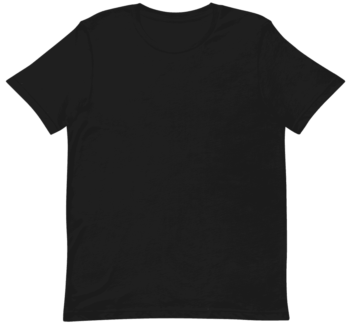 Black custom printed t-shirt shown front on