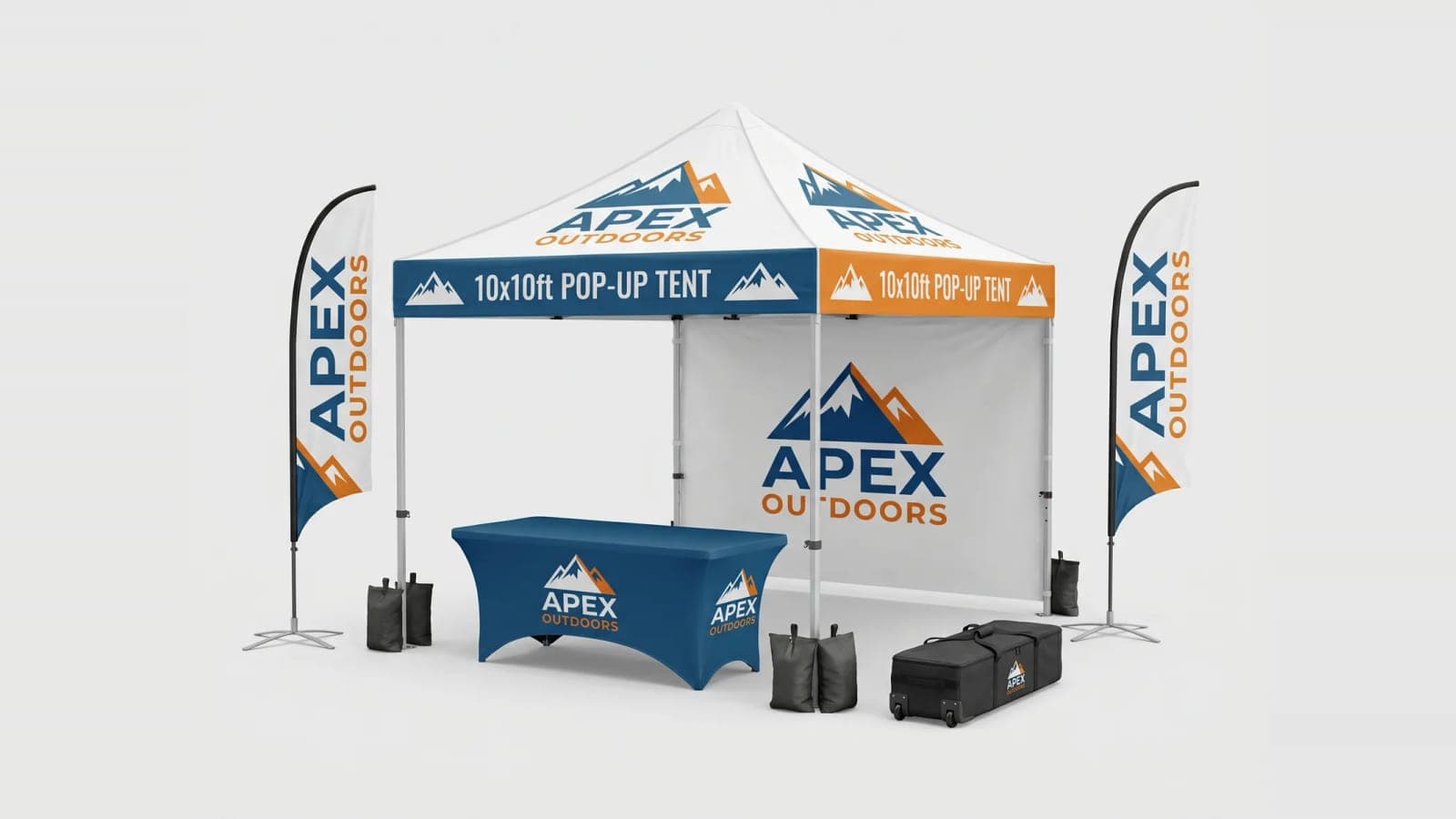 Complete custom 10 x 10 canopy kit arranged beside the frame
