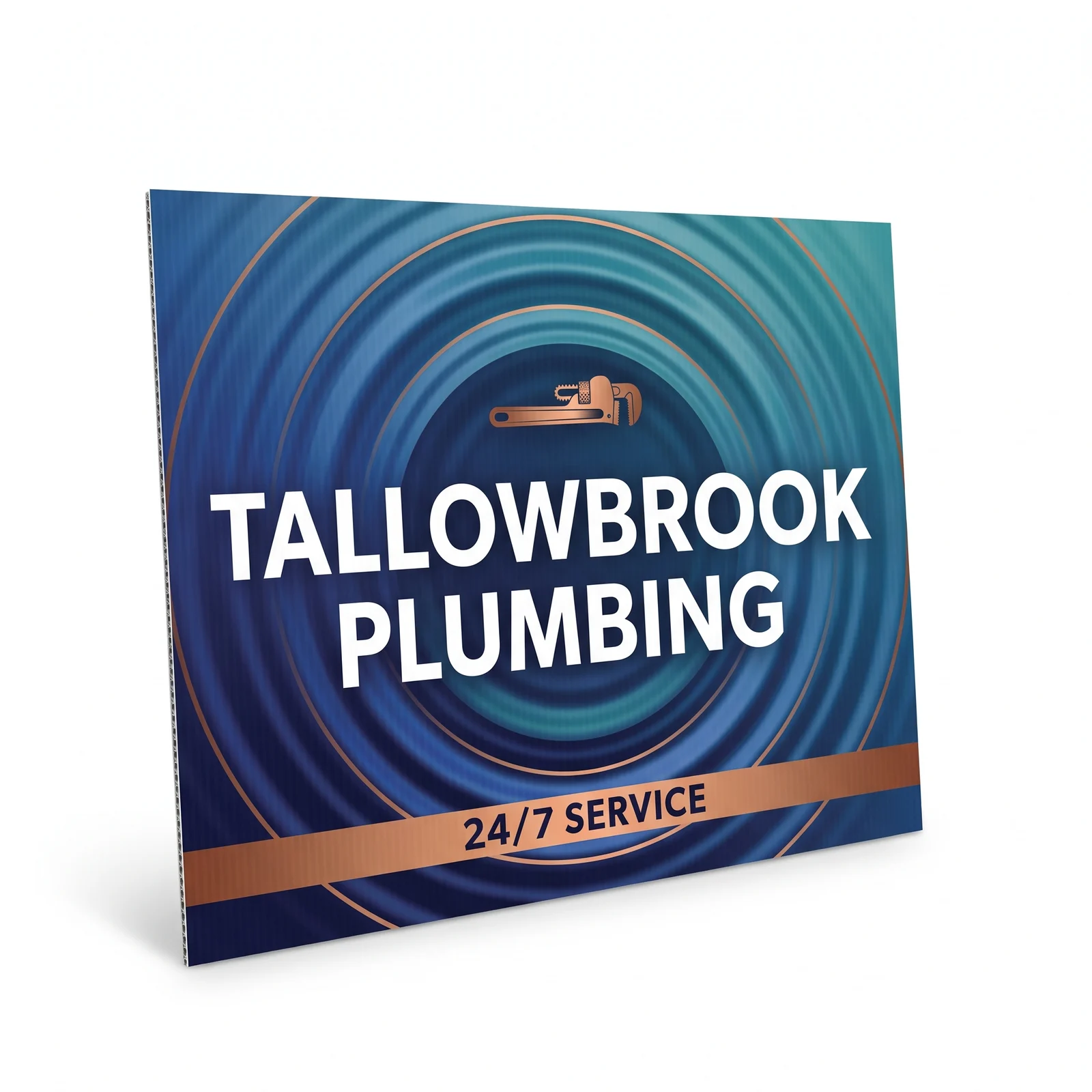 An 18 by 24 inch coroplast sign standing with no stake fitted