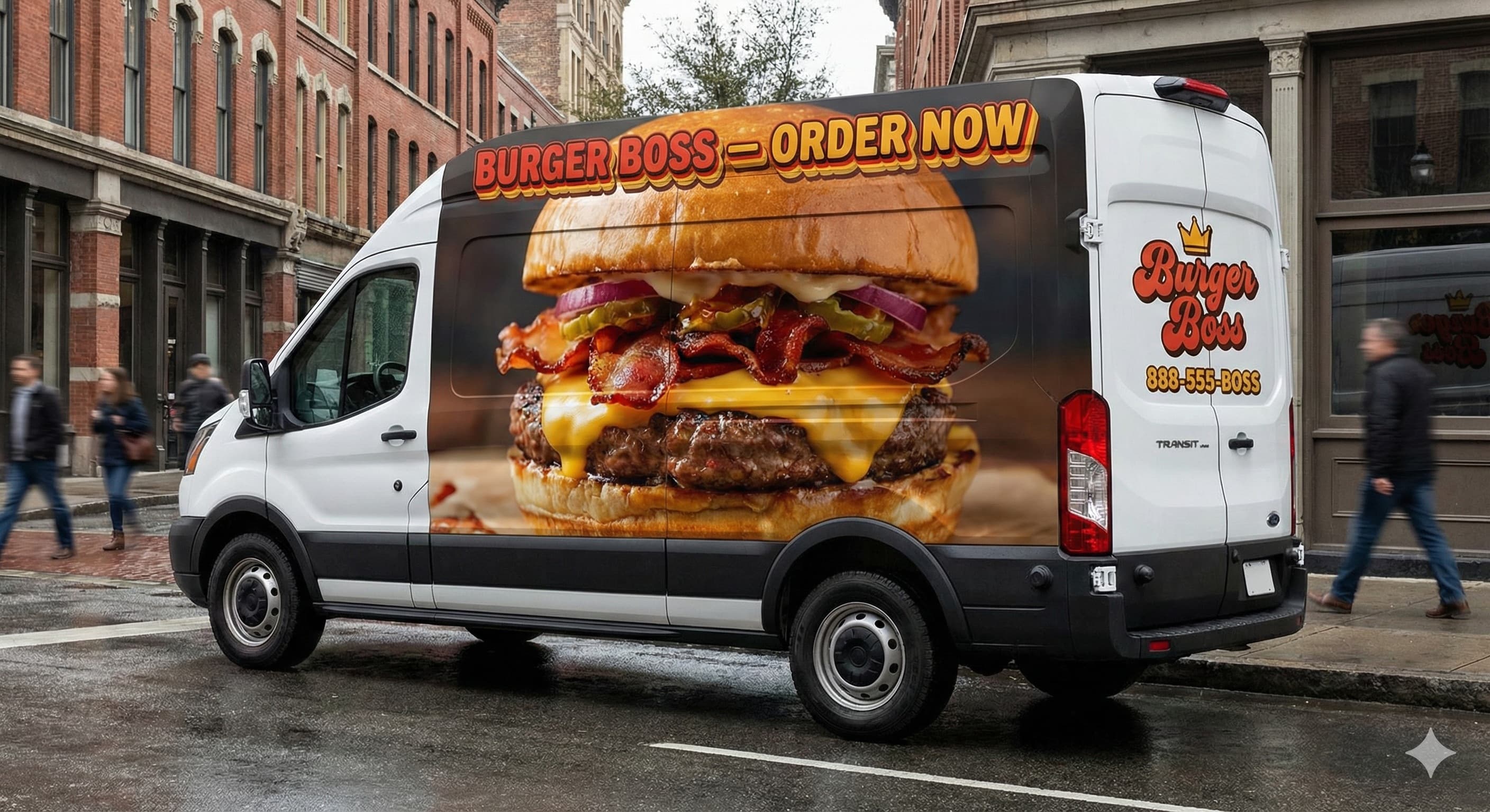 Commercial food delivery van wrap by InlineGraphics San Antonio