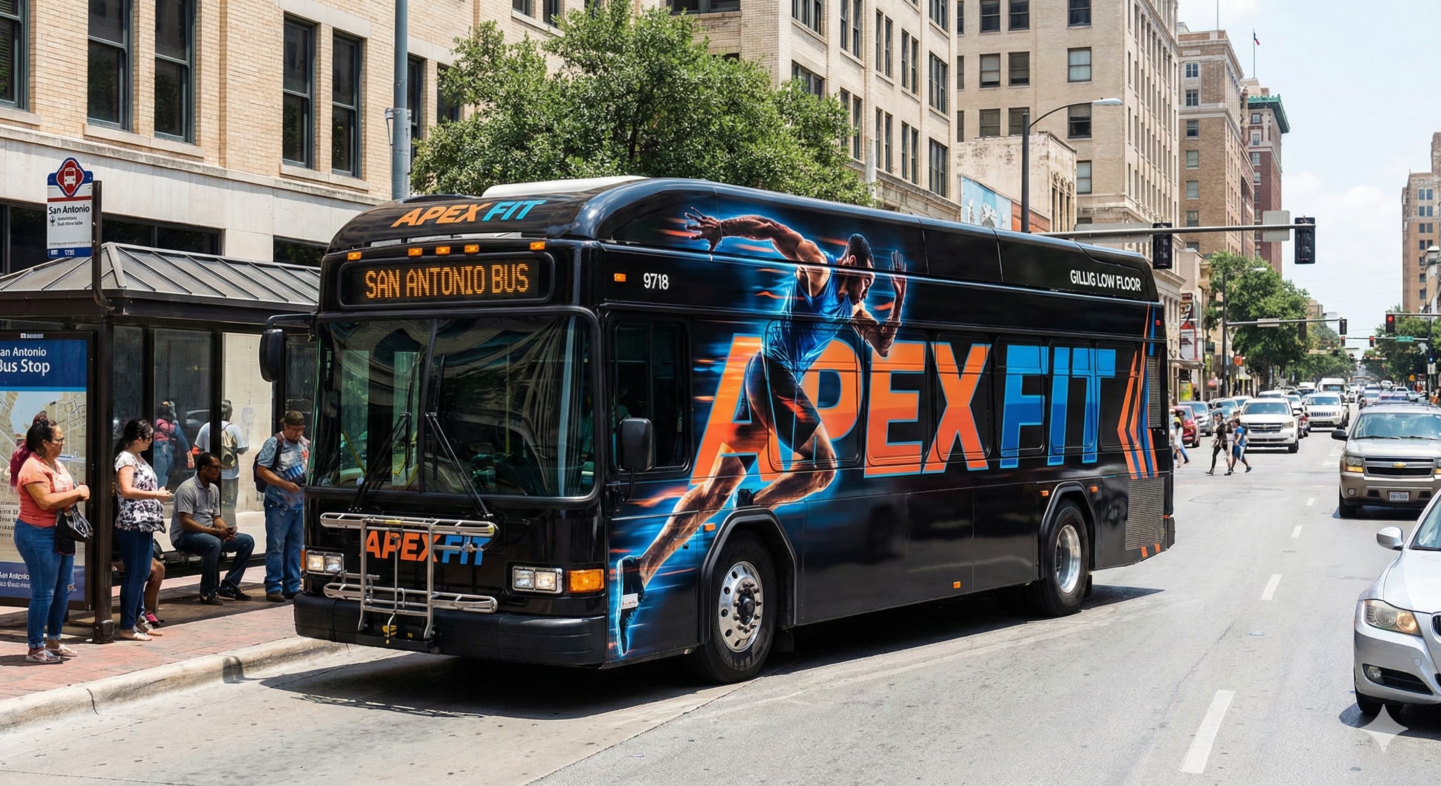 Gym and fitness bus wrap by InlineGraphics San Antonio TX