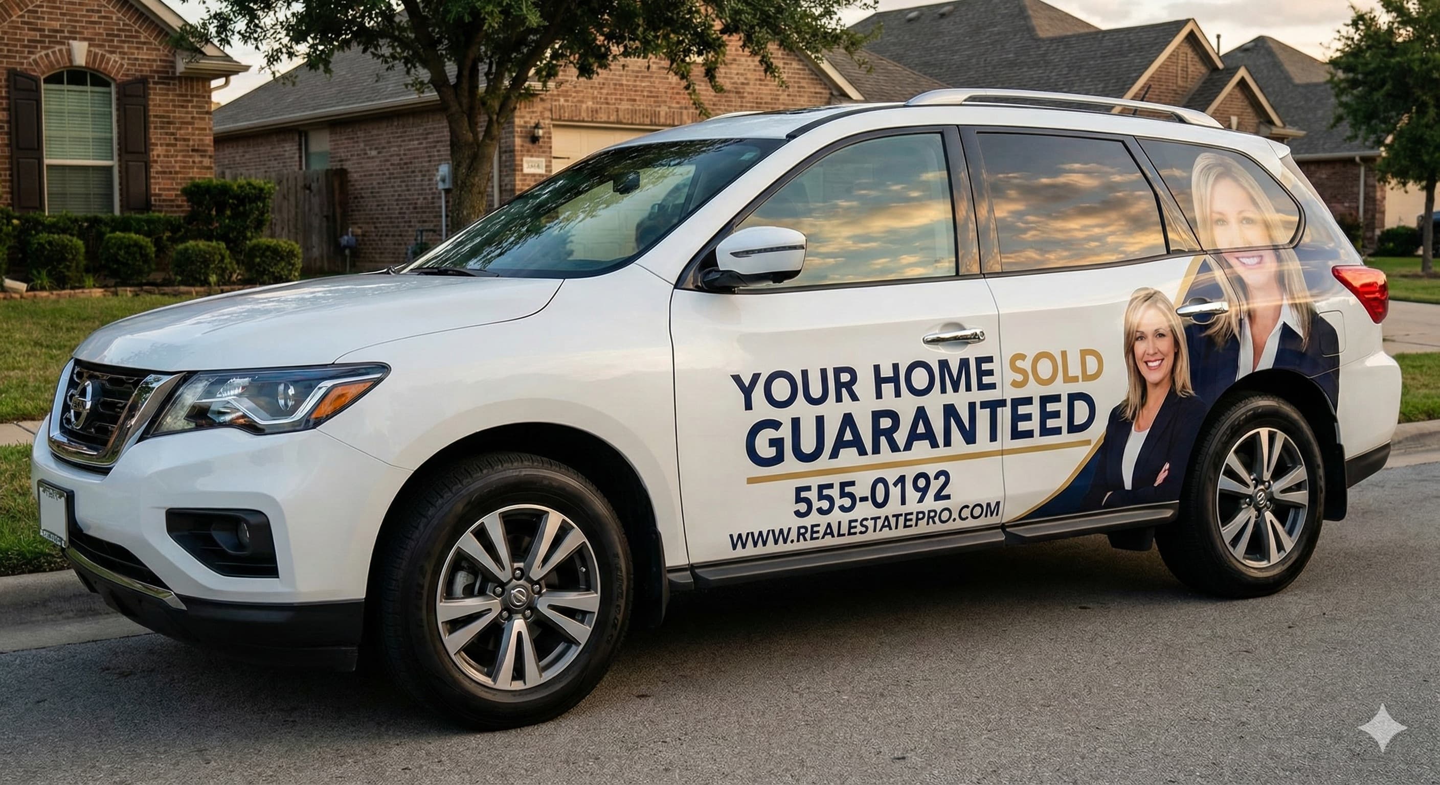Real estate agent branded car wrap San Antonio