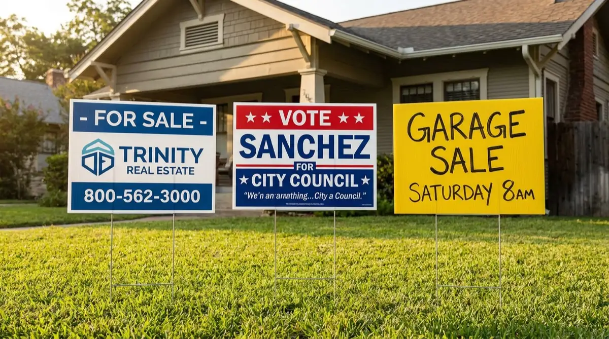 Rigid signs on aluminum, acrylic, and PVC substrates for commercial use