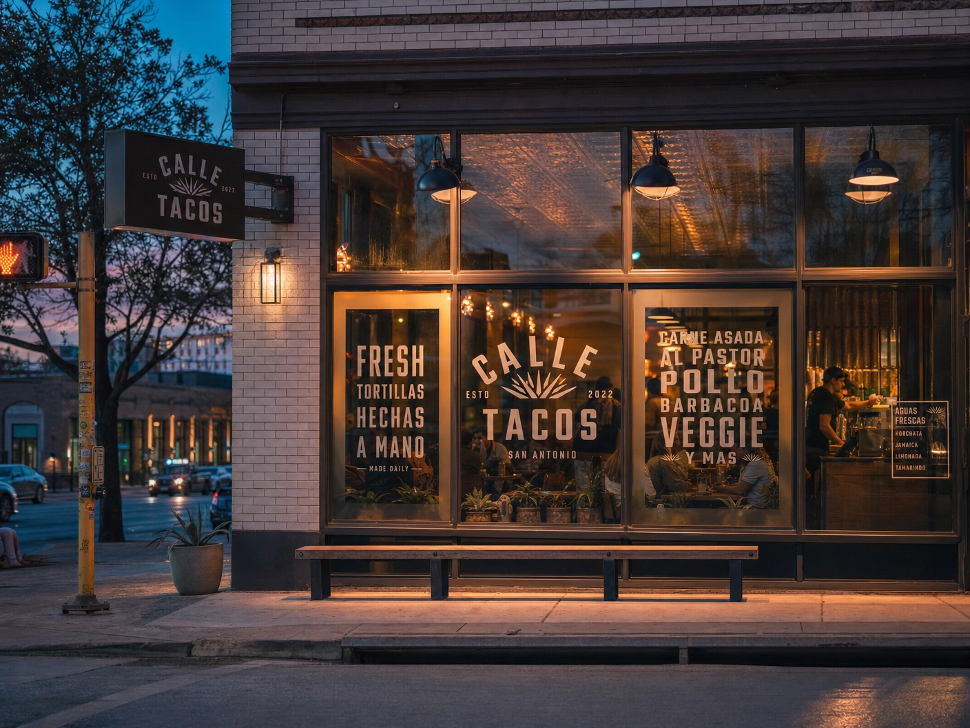 Retail storefront with full-coverage branded window graphics