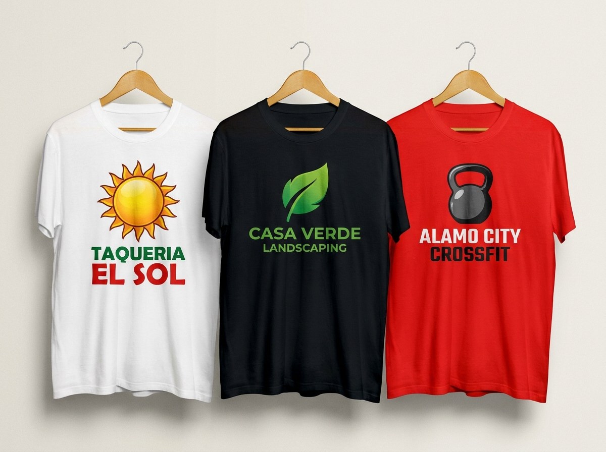Screen printed custom shirts produced for a San Antonio organization