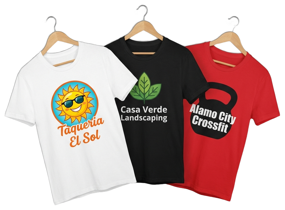Branded promotional shirts produced for a business event giveaway