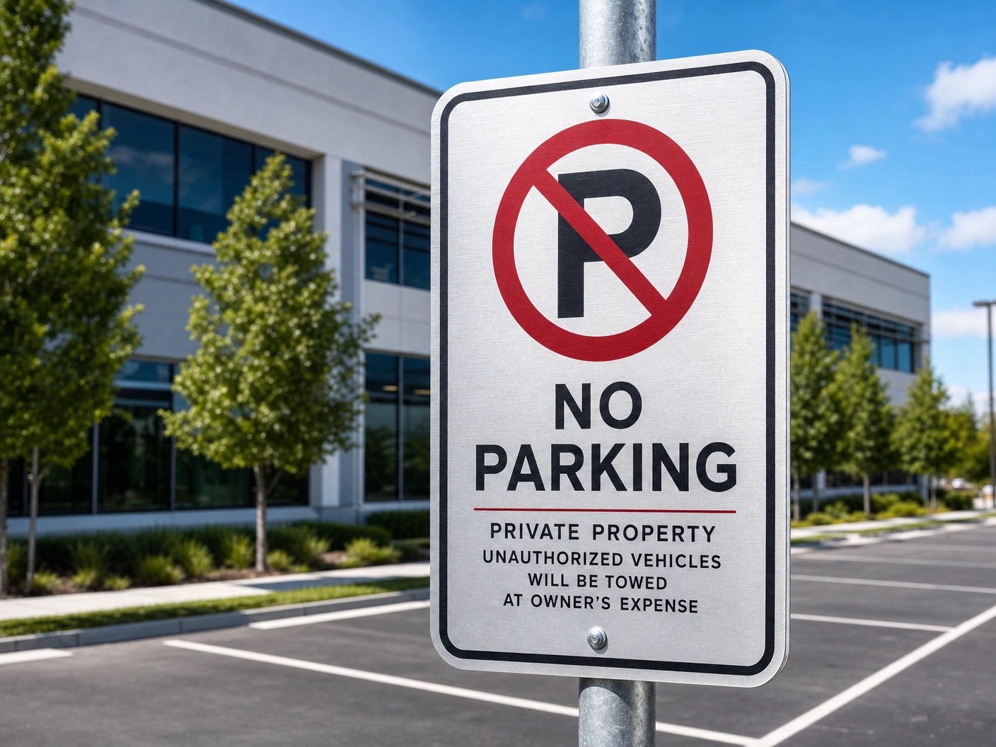 Durable aluminum facility signage installed outdoors